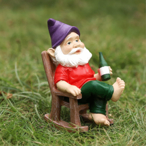 SUQ Gartenzwerg Pilzzwerg – Lustige Gartenfigur aus Harz, wetterfest & farbbeständig, 18,5x11x8 cm, Dekoration für Garten & Balkon