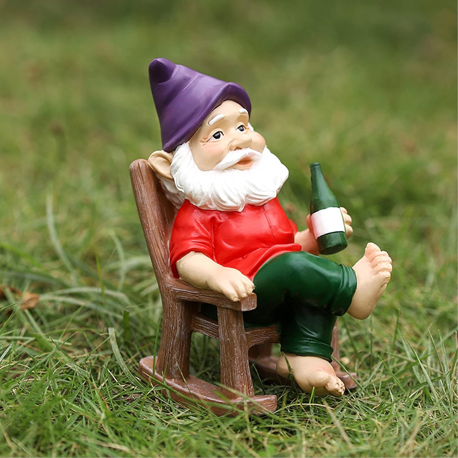 SUQ Gartenzwerg Pilzzwerg – Lustige Gartenfigur aus Harz, wetterfest & farbbeständig, 18,5x11x8 cm, Dekoration für Garten & Balkon